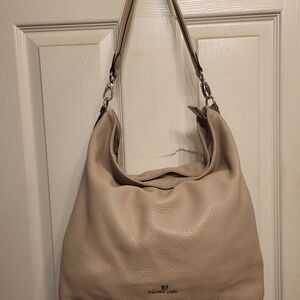 Beige Pebble Leather Hobo Bag by Celine Dion